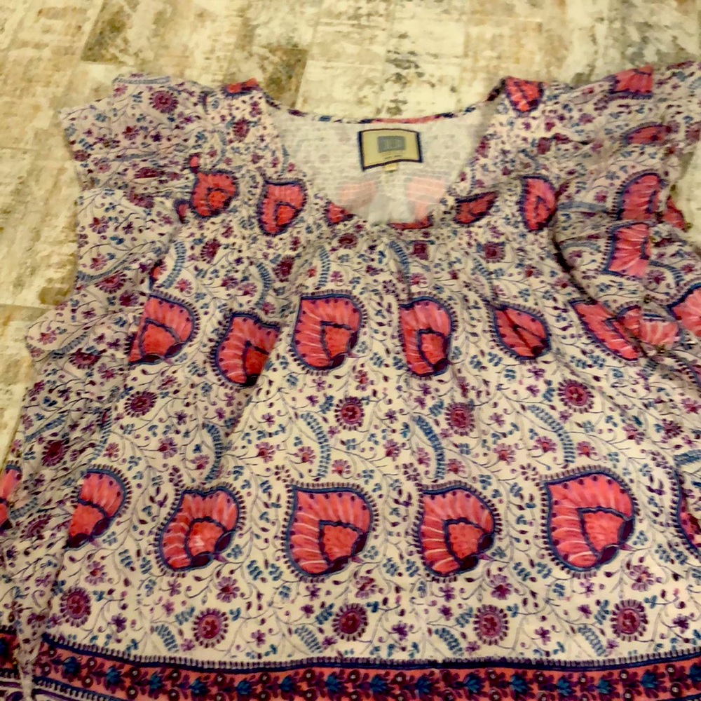 Bell by Alicia Bell Block Print Top Blouse